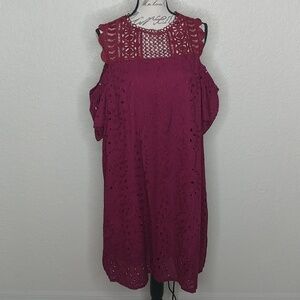 Shein Curve Eyelet And Lace Cold Shoulder Dress Size 3XL